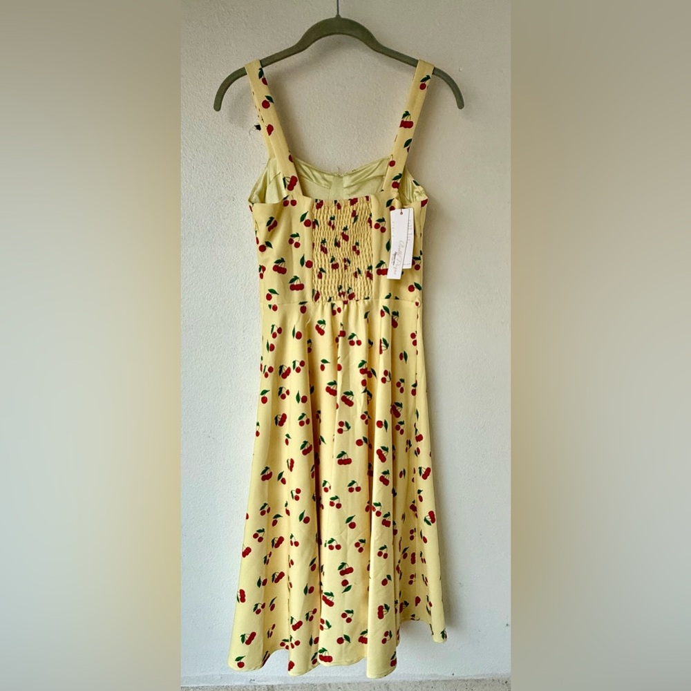 Yellow Cherry-Print Retro Sundress - Picture 6 of 7
